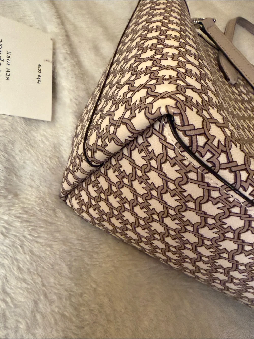 kate spade Blush Pink Patterned Satchel with Crossbody Strap